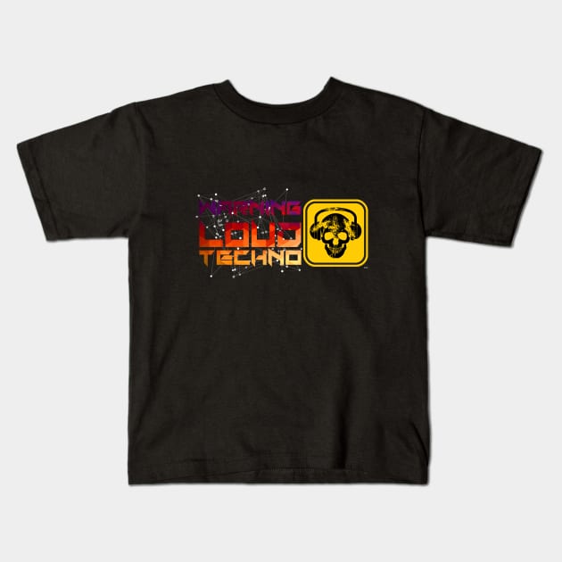 Loud Techno Warning EDM Music Kids T-Shirt by shirtontour